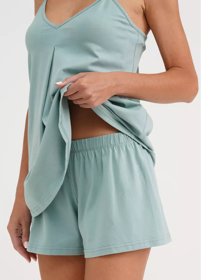 Хлопковая пижама майка и шорты SEVILLA 6035/010 mint (голубой)