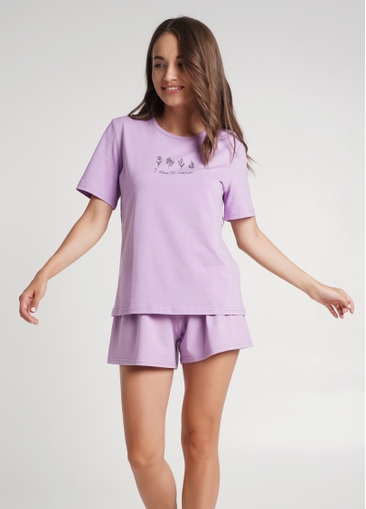 Комплект пижамы футболка и шорты SPRING FLOWERS 6122/010 lilac (фиолетовый)