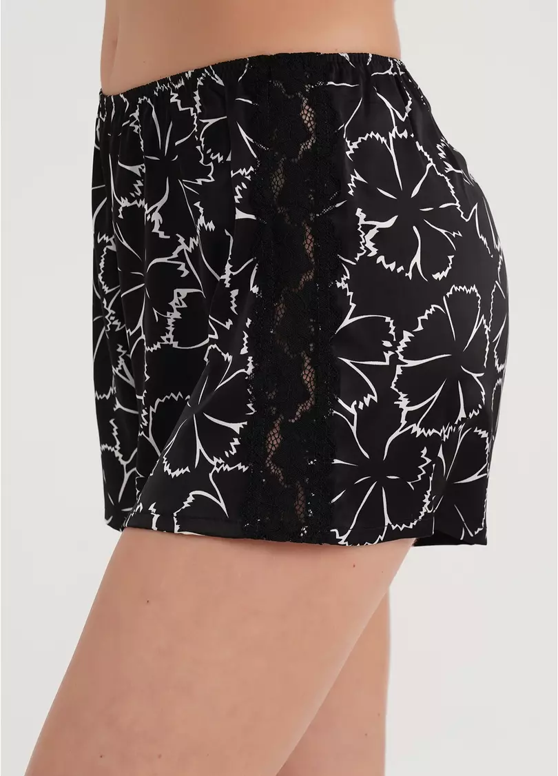 Шелковая пижама в цветы TIZIANA 6032/051 black/white clove (черный)