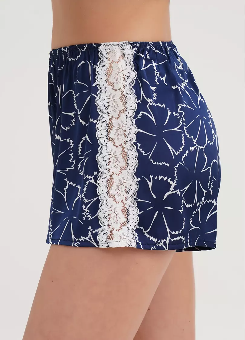 Шелковая пижама в цветы TIZIANA 6032/051 navy/white clove (синий)