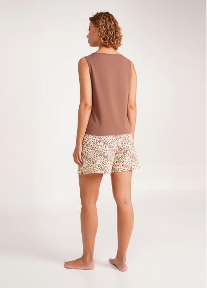 Піжама майка та шорти WHISPER HEARTS 6040/010 pale yellow/brown hearts/mokko (жовтий/коричневий)