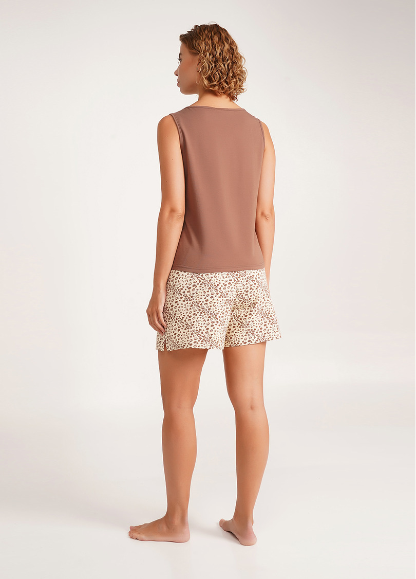 Пижама майка и шорти WHISPER HEARTS 6040/010 pale yellow/brown hearts/mokko (желтый/коричневый)