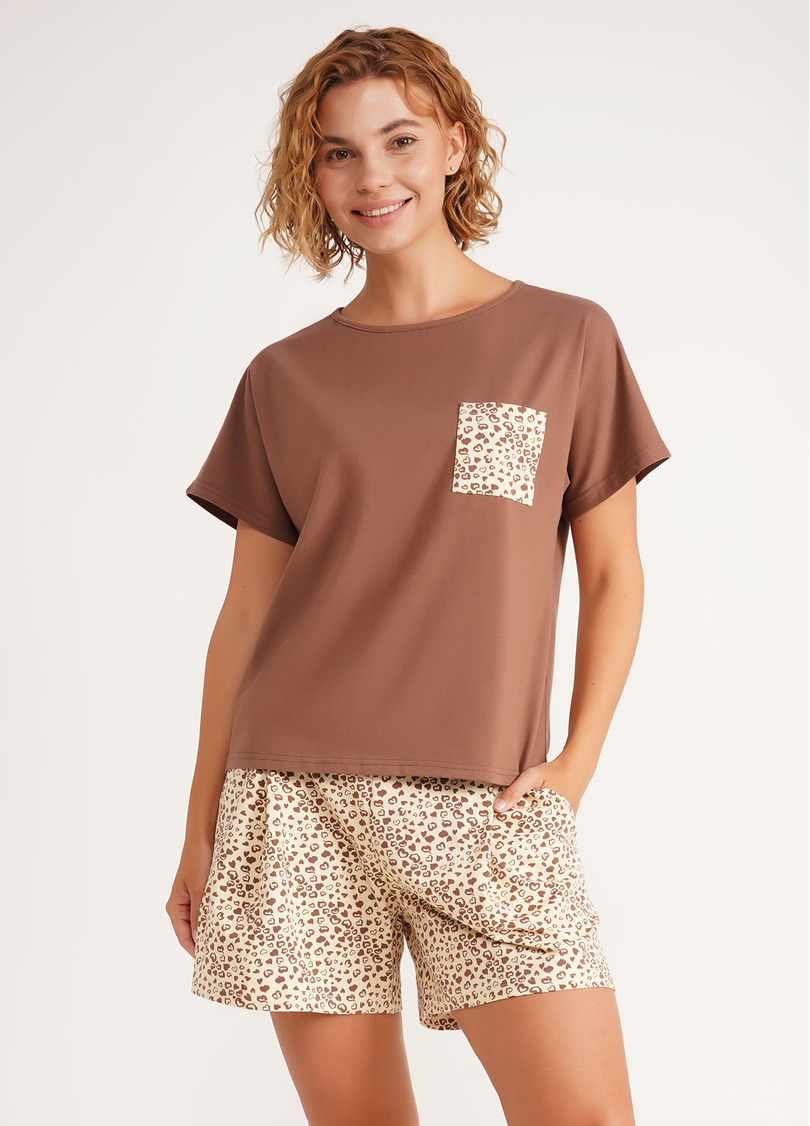 Пижамный комплект из двух частей WHISPER HEARTS 6127/010 pale yellow/brown hearts/mokko (желтый/коричневый)