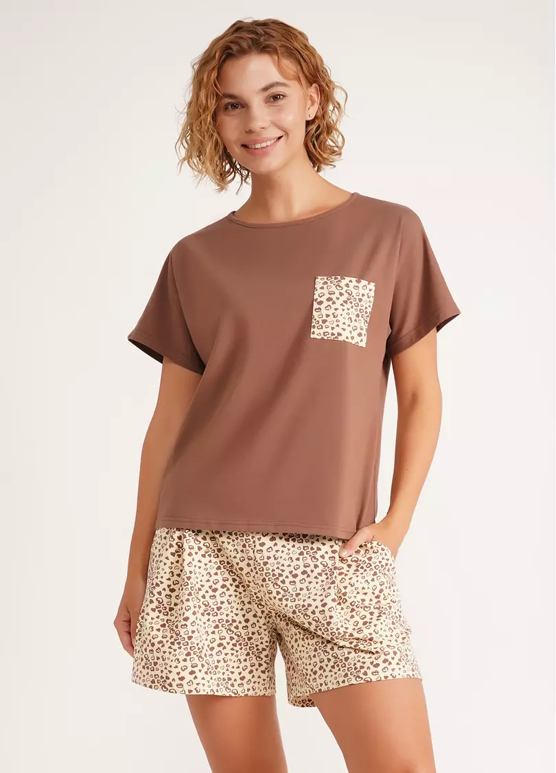 Пижамный комплект из двух частей WHISPER HEARTS 6127/010 pale yellow/brown hearts/mokko (желтый/коричневый)