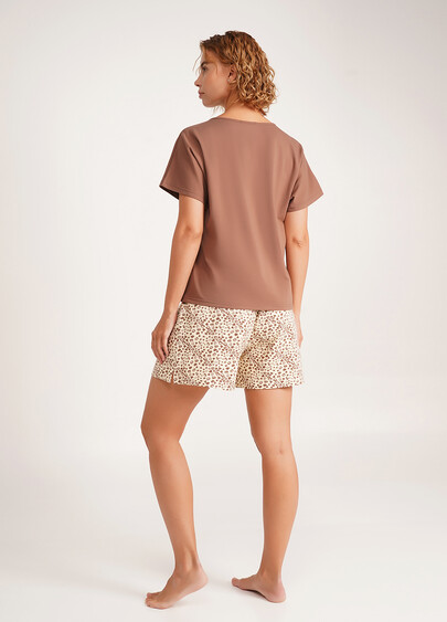 Пижамный комплект из двух частей WHISPER HEARTS 6127/010 pale yellow/brown hearts/mokko (желтый/коричневый)