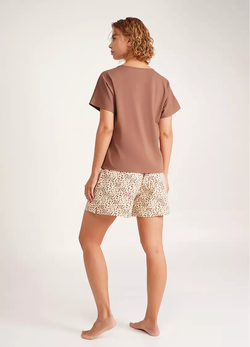 Пижамный комплект из двух частей WHISPER HEARTS 6127/010 pale yellow/brown hearts/mokko (желтый/коричневый)