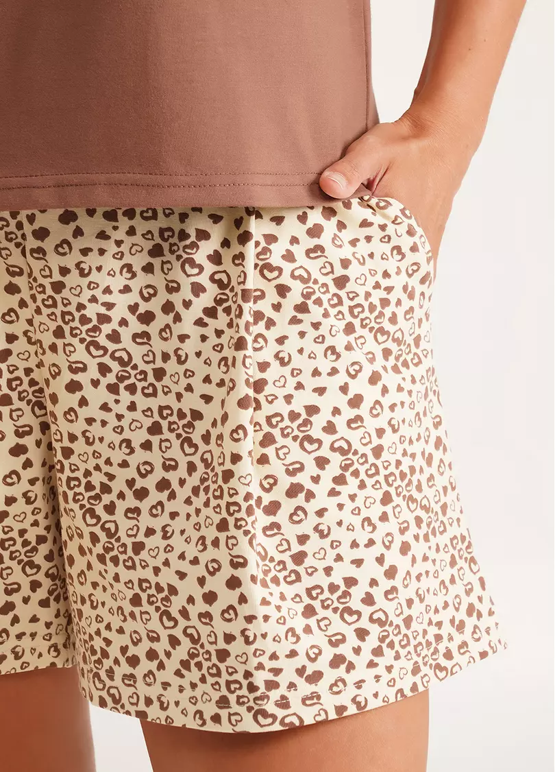 Пижамный комплект из двух частей WHISPER HEARTS 6127/010 pale yellow/brown hearts/mokko (желтый/коричневый)