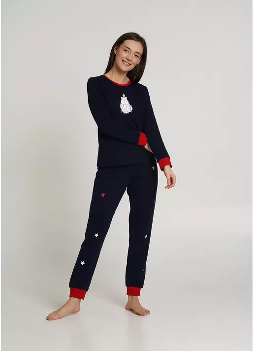 Комплект пижамы на манжетах WINTER CAT 5320/010 navy (синий)