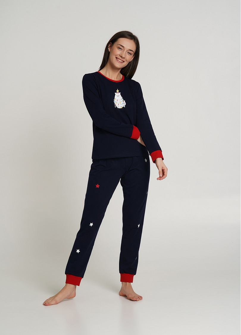 Комплект пижамы на манжетах WINTER CAT 5320/010 navy (синий)