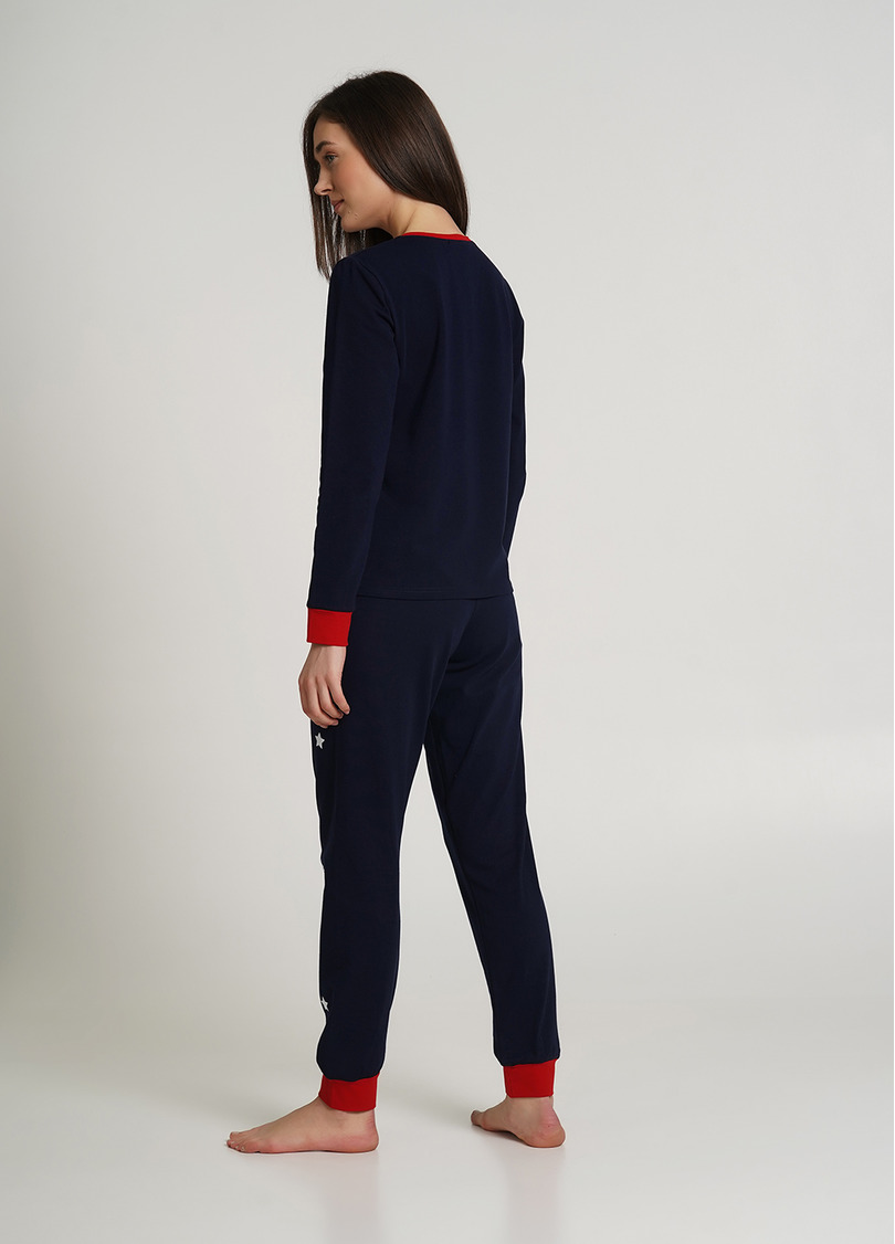 Комплект пижамы на манжетах WINTER CAT 5320/010 navy (синий)