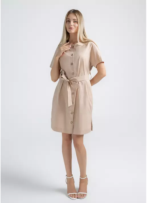 Платье мини на пуговицах CITY FLOW 8713/010 beige (бежевый)