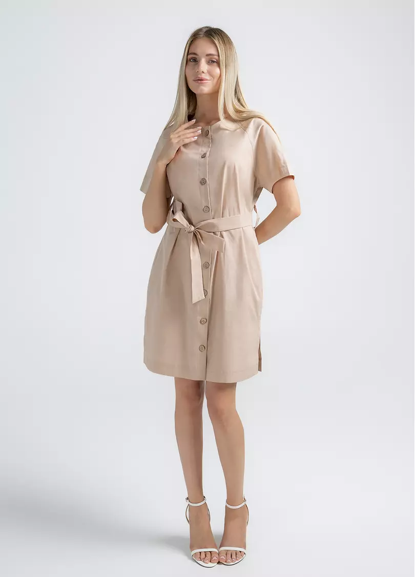 Платье мини на пуговицах CITY FLOW 8713/010 beige (бежевый)