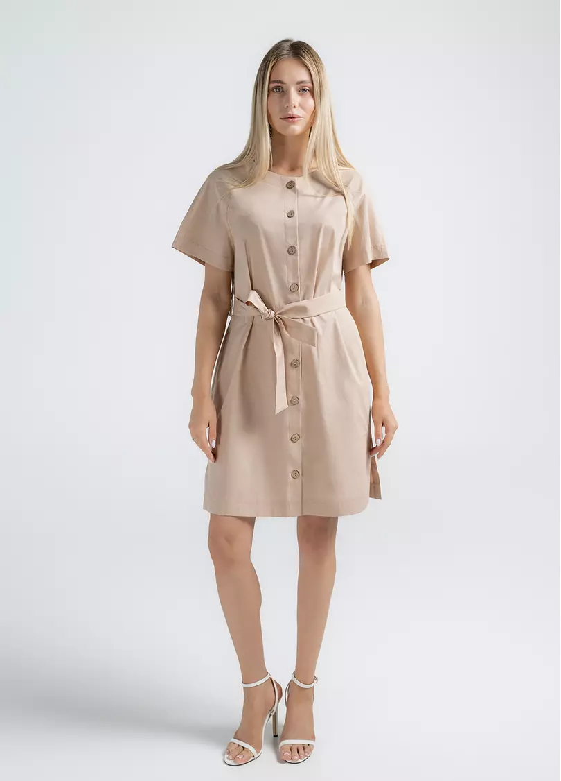 Платье мини на пуговицах CITY FLOW 8713/010 beige (бежевый)