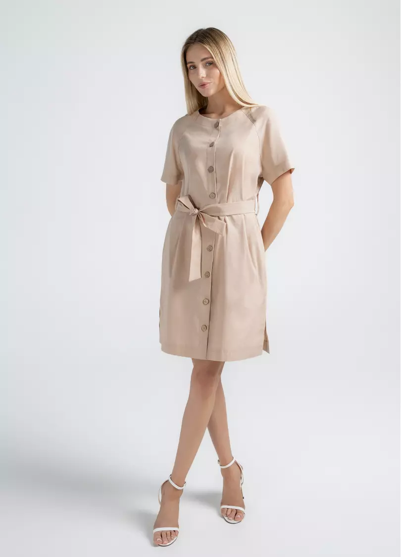 Платье мини на пуговицах CITY FLOW 8713/010 beige (бежевый)