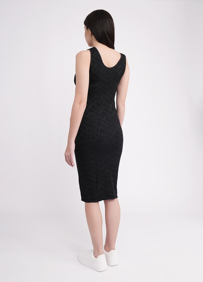 Облегающее платье в рубчик с надписями DRESS RIB WELLNESS black (черный)