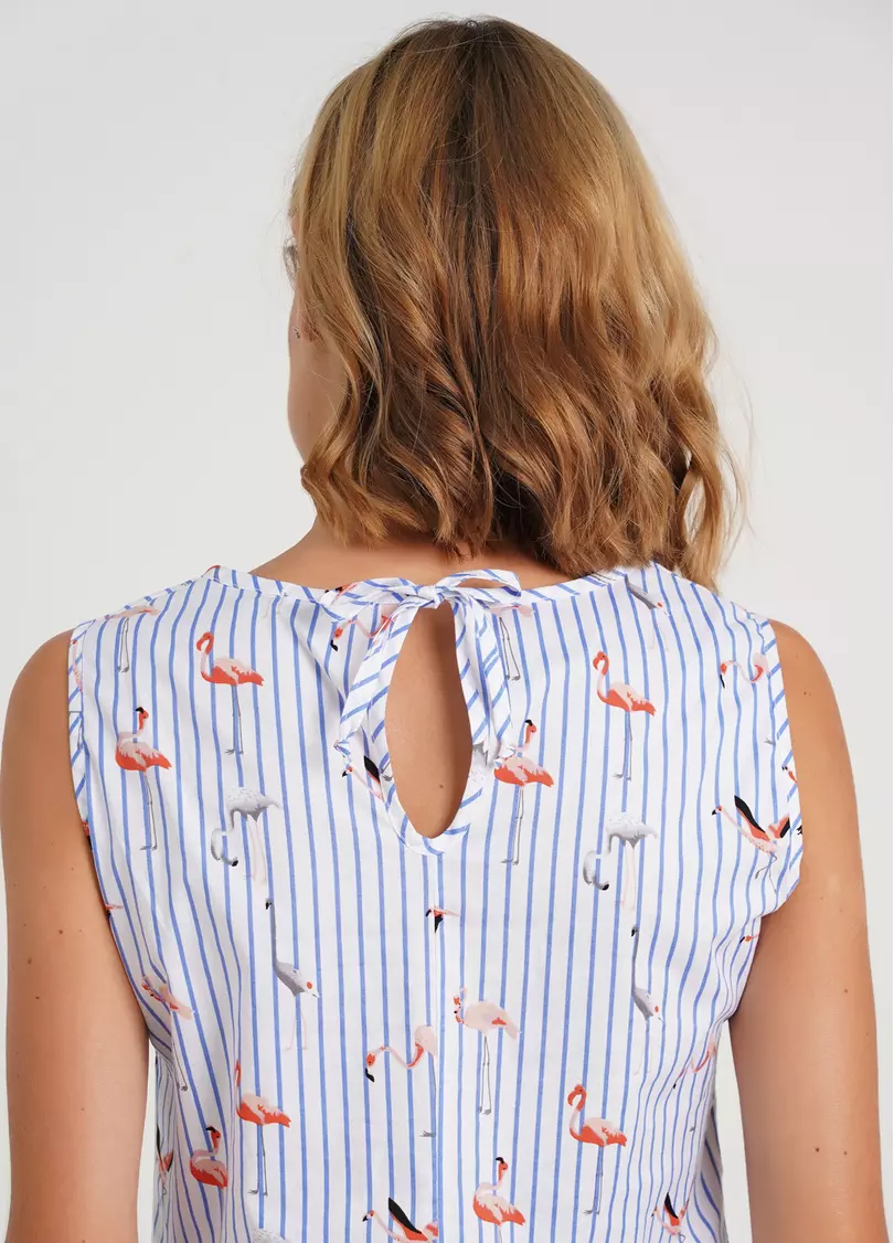 Платье с узором хлопковое FLAMINGO 8703/010 blue stripe (голубой)