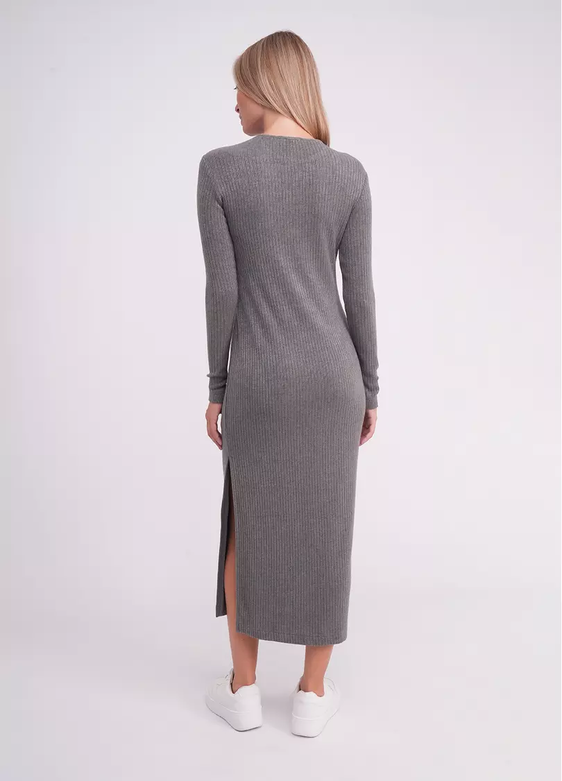 Трикотажна сукня міді MOSSLINES 8809/150 gunsmoke melange (сірий)