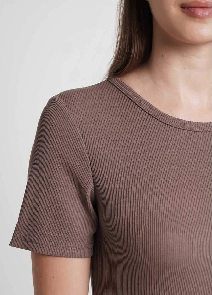 Бавовняна сукня в рубчик RIB 8702/010 beige (коричневий)