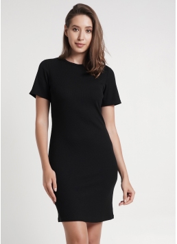 Бавовняна сукня в рубчик RIB 8702/010 black (чорний)