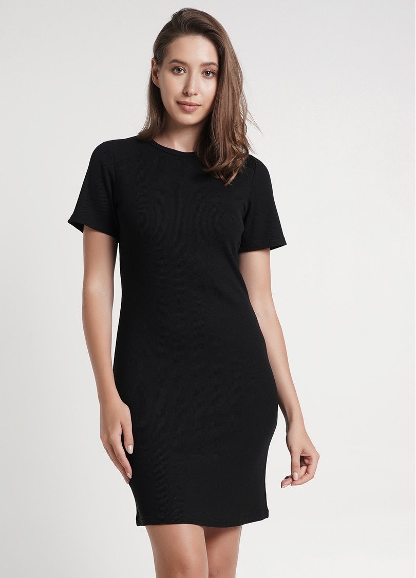Хлопковое платье в рубчик RIB 8702/010 black (черный)