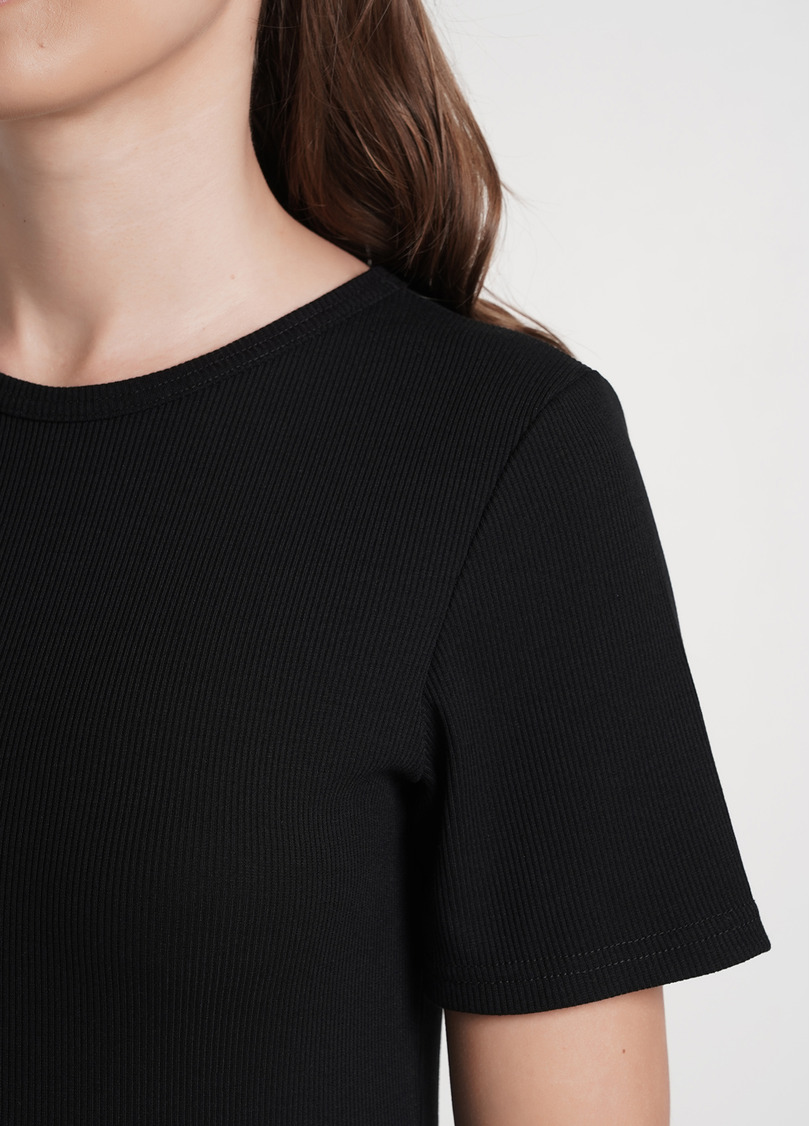 Хлопковое платье в рубчик RIB 8702/010 black (черный)