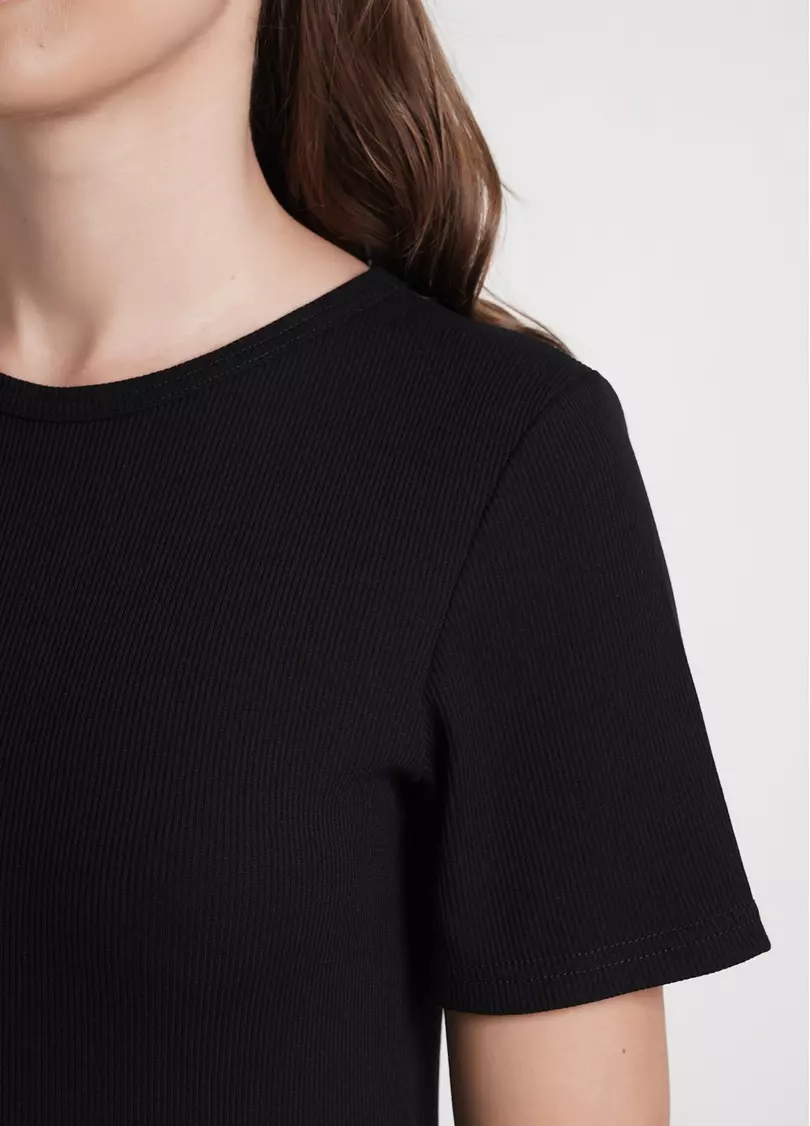 Хлопковое платье в рубчик RIB 8702/010 black (черный)