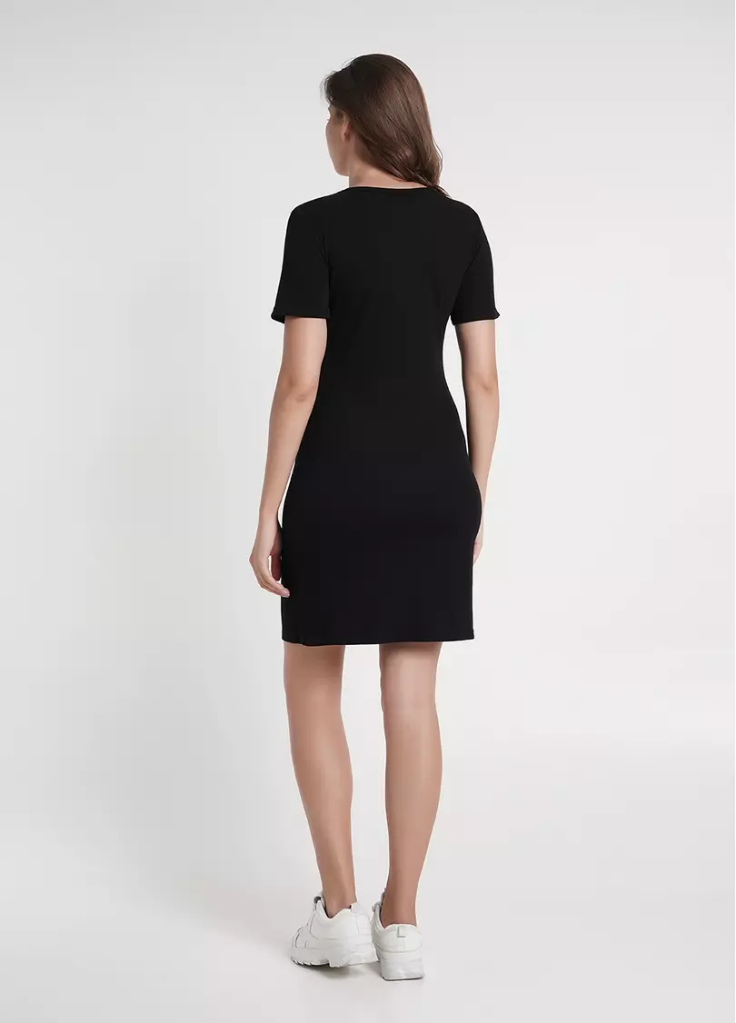 Хлопковое платье в рубчик RIB 8702/010 black (черный)