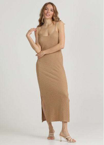 Платье миди из жатой ткани WHISPERED FOLDS 8901/260 dark beige (бежевый)