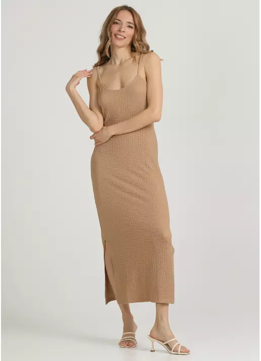 Сукня міді з жатої тканини WHISPERED FOLDS 8901/260 dark beige (бежевий)