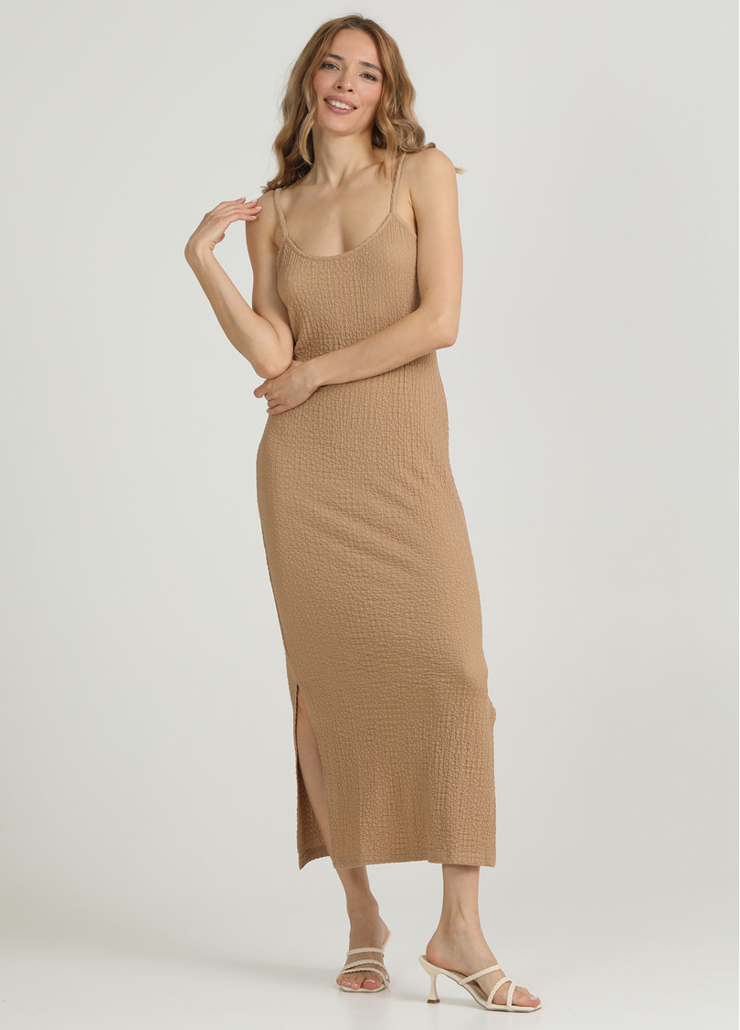 Сукня міді з жатої тканини WHISPERED FOLDS 8901/260 dark beige (бежевий)