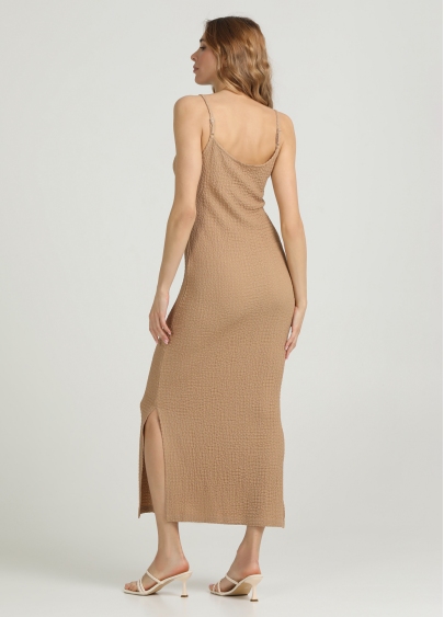 Платье миди из жатой ткани WHISPERED FOLDS 8901/260 dark beige (бежевый)