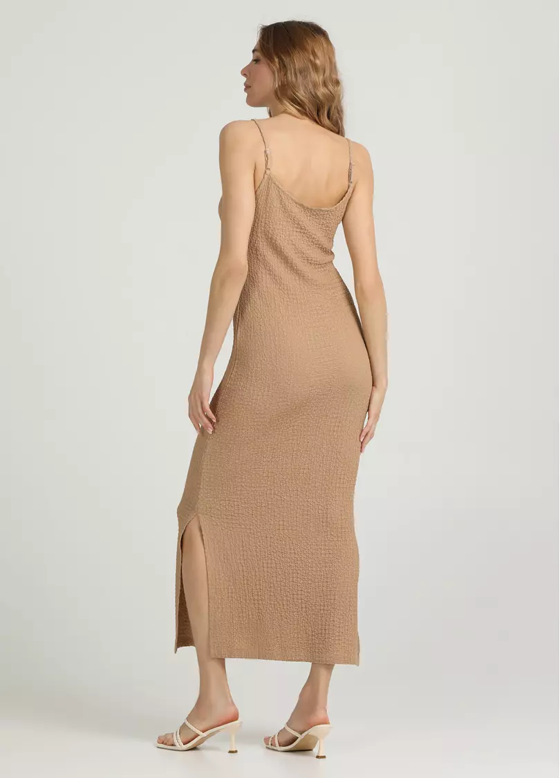 Платье миди из жатой ткани WHISPERED FOLDS 8901/260 dark beige (бежевый)