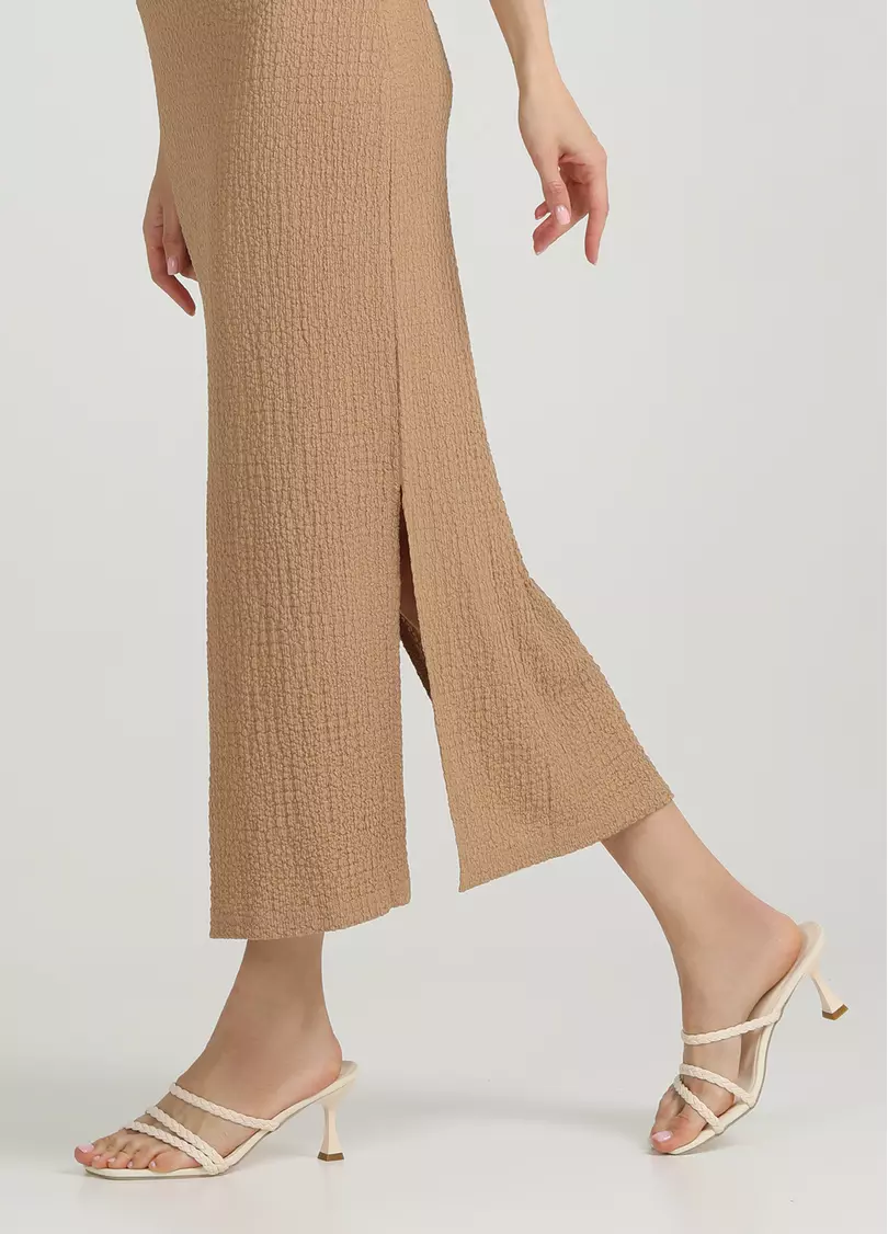 Платье миди из жатой ткани WHISPERED FOLDS 8901/260 dark beige (бежевый)