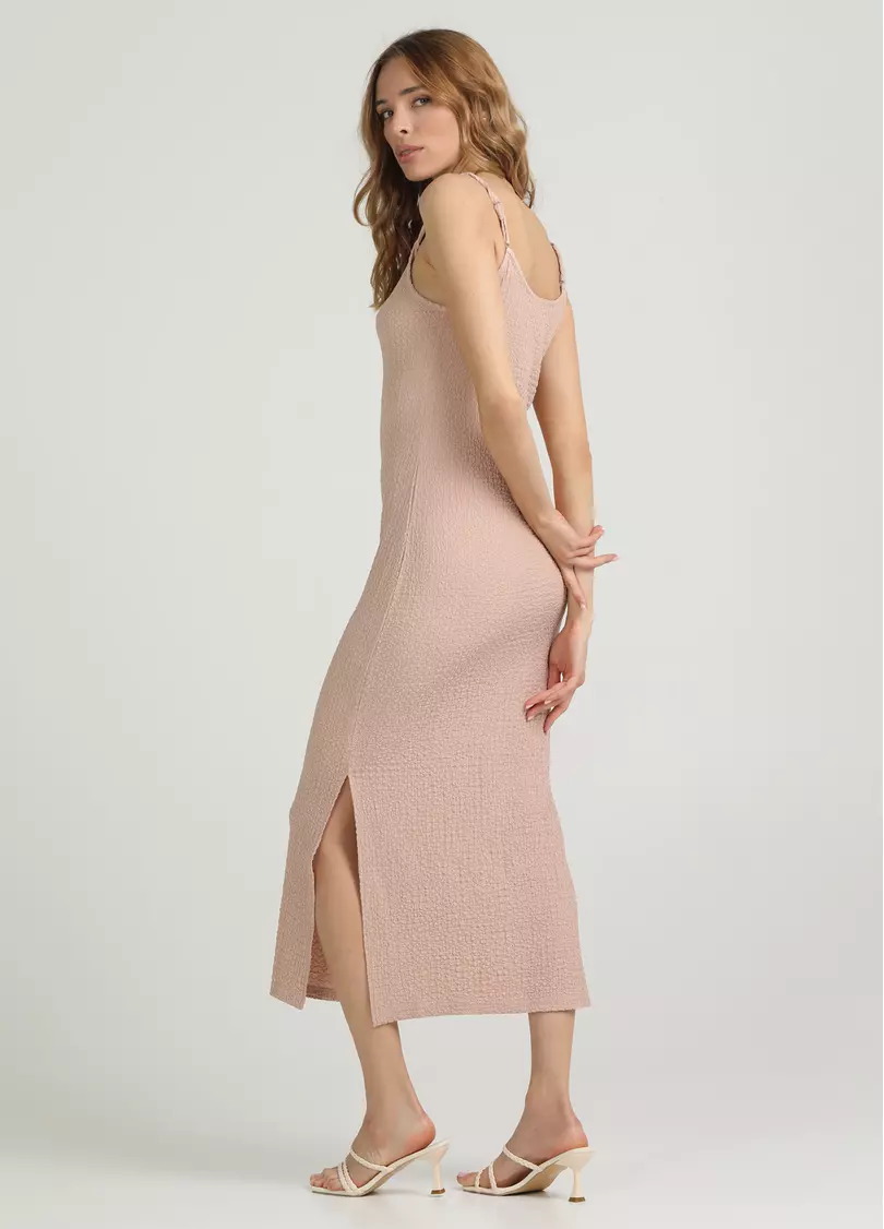 Платье миди из жатой ткани WHISPERED FOLDS 8901/260 light beige (бежевый)