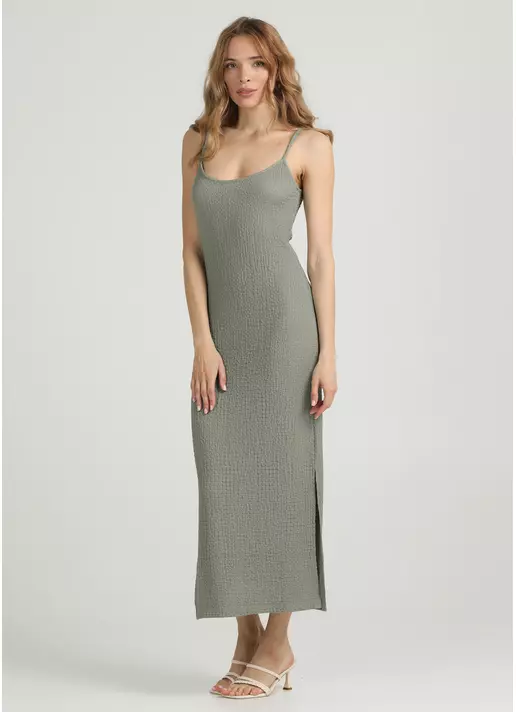 Сукня міді з жатої тканини WHISPERED FOLDS 8901/260 mint green (зелений)