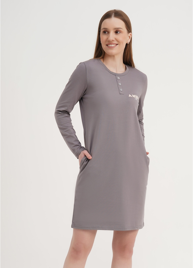Ночная рубашка с длинными рукавами AMOUR 8319/010 grey (серый)