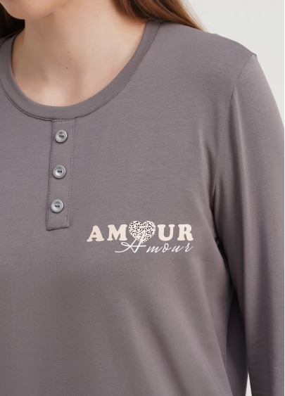 Нічна сорочка з довгими рукавами AMOUR 8319/010 grey (сірий)