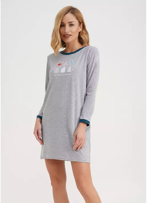 Нічна сорочка бавовняна FAVORITE TIME 8313/010 light grey melange (сірий)