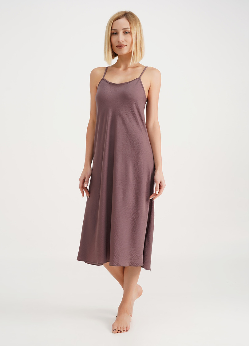 Нічна сорочка довга із жатого шовку FLORENCE 8018/050 dark powder (рожевий)