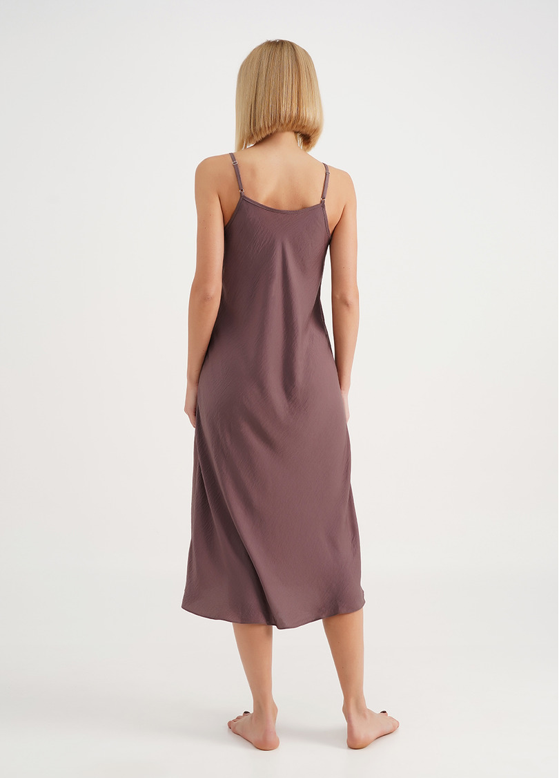 Нічна сорочка довга із жатого шовку FLORENCE 8018/050 dark powder (рожевий)