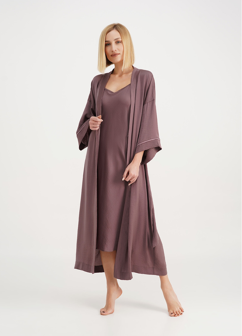 Нічна сорочка довга із жатого шовку FLORENCE 8018/050 dark powder (рожевий)