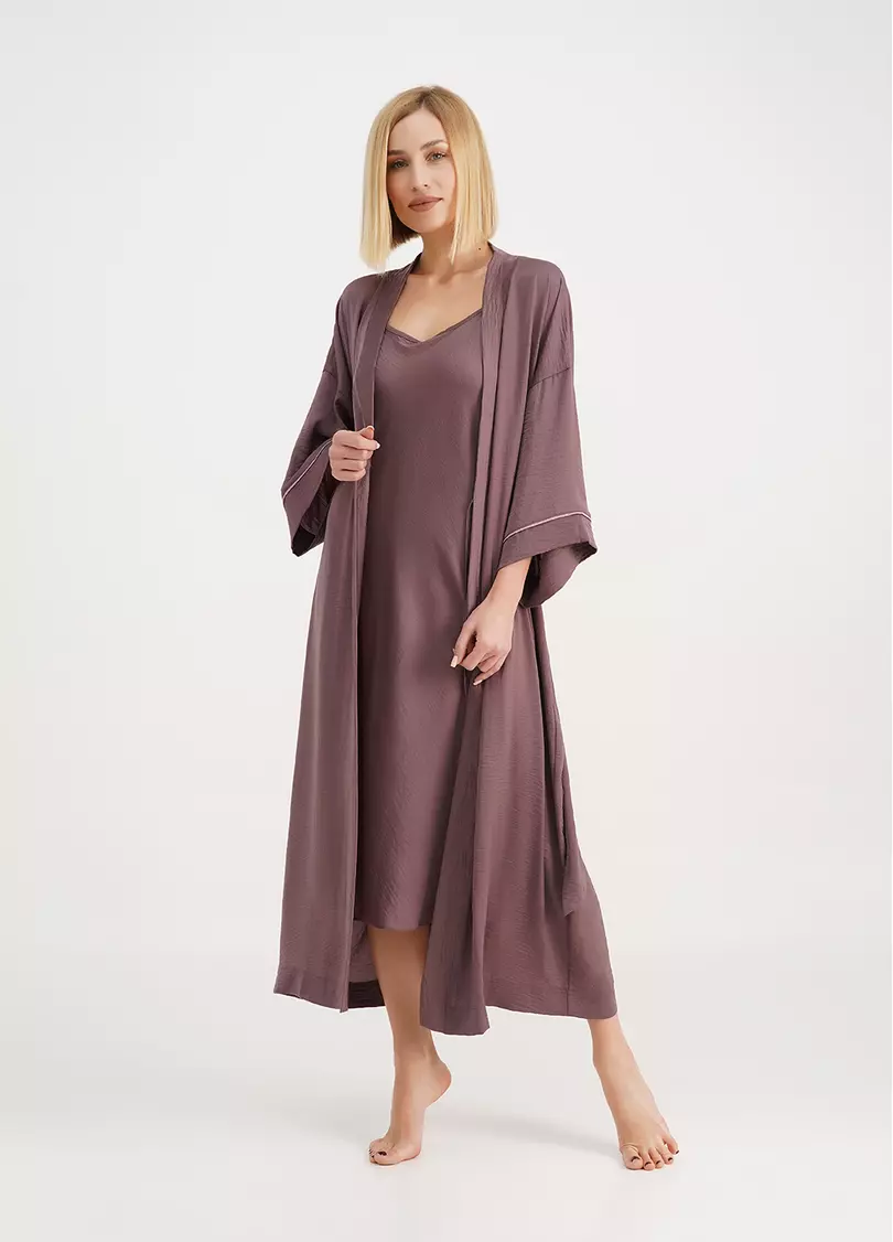 Ночная рубашка длинная из жатого шелка FLORENCE 8018/050 dark powder (розовый)