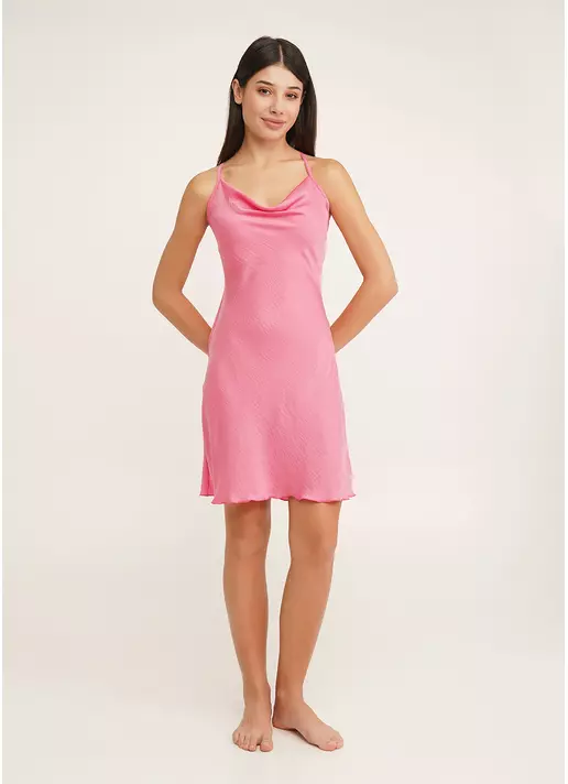 Шовкова нічна сорочка зі спадаючим декольте FLORENCE 8019/050 pink (рожевий)