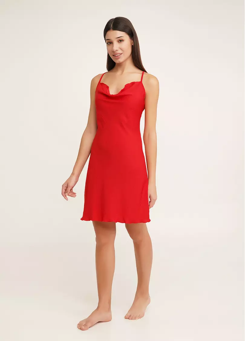 Шелковая ночная рубашка с ниспадающим декольте FLORENCE 8019/050 red (красный)