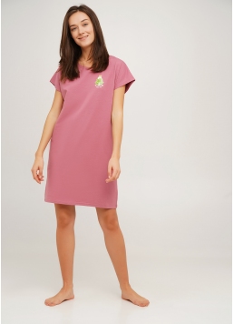 Ночная рубашка из хлопка с принтом "Лягушка" FLOW&FROG 8106/010 pink (розовый)
