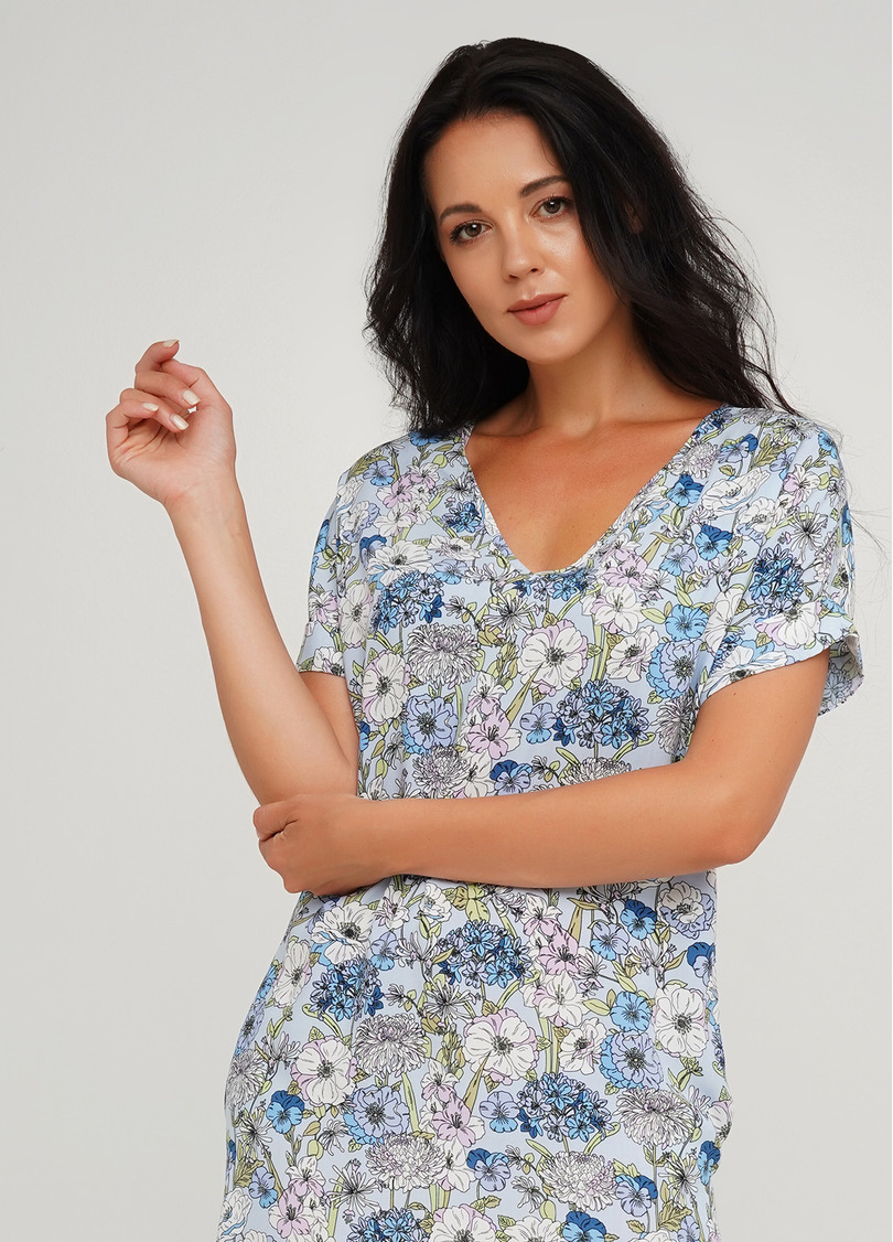 Короткая ночная рубашка с цветочным принтом OLIVE 8103/040