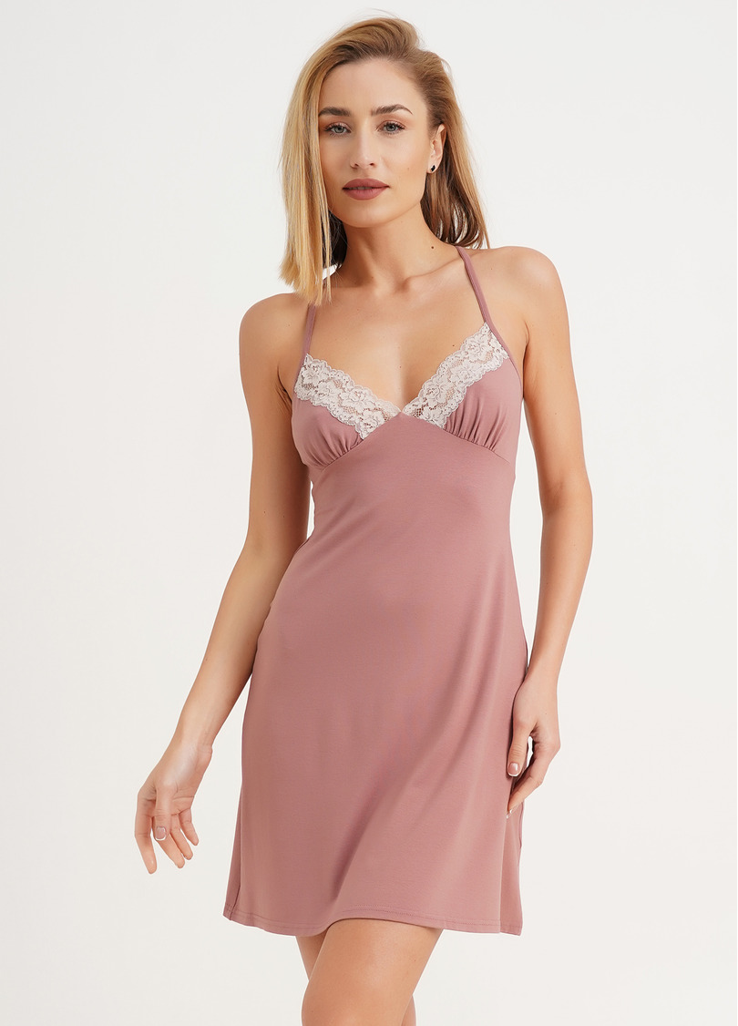 Ночная рубашка из вискозы с кружевом SAND STORM 8014/031 sand rose (розовый)