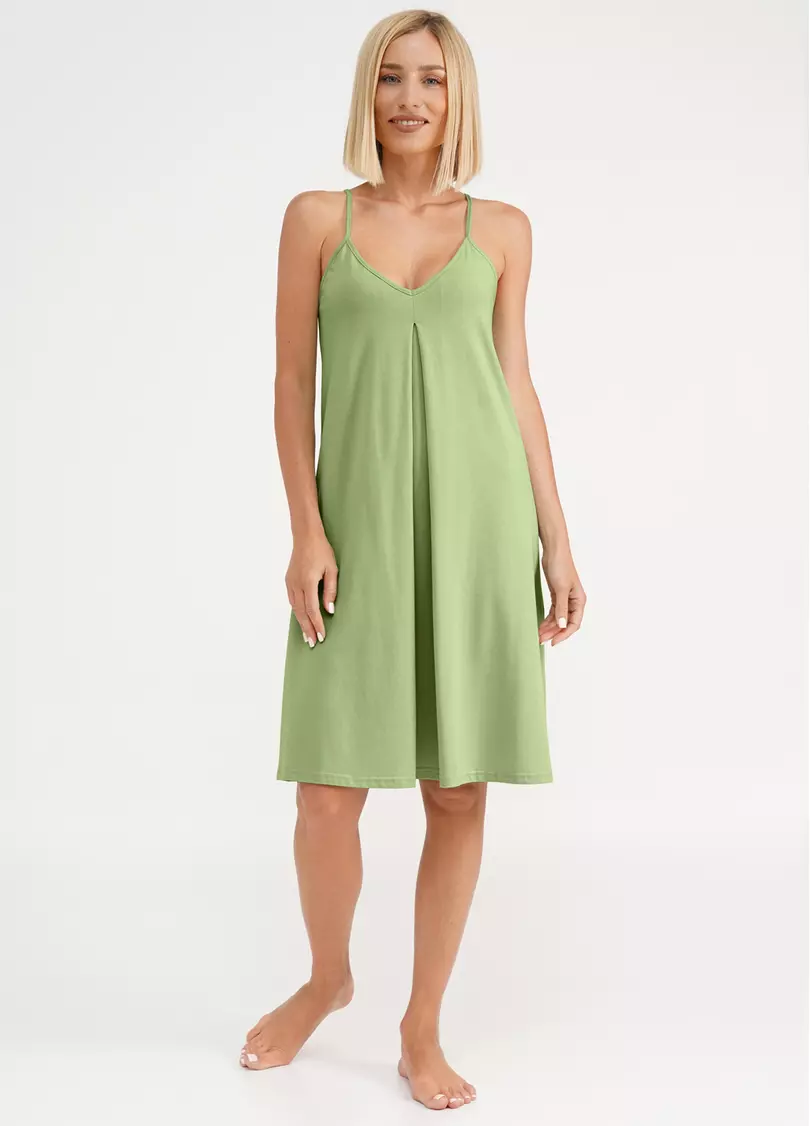 Бавовняна нічна сорочка на бретелях SEVILLA 8016/010 light green (зелений)
