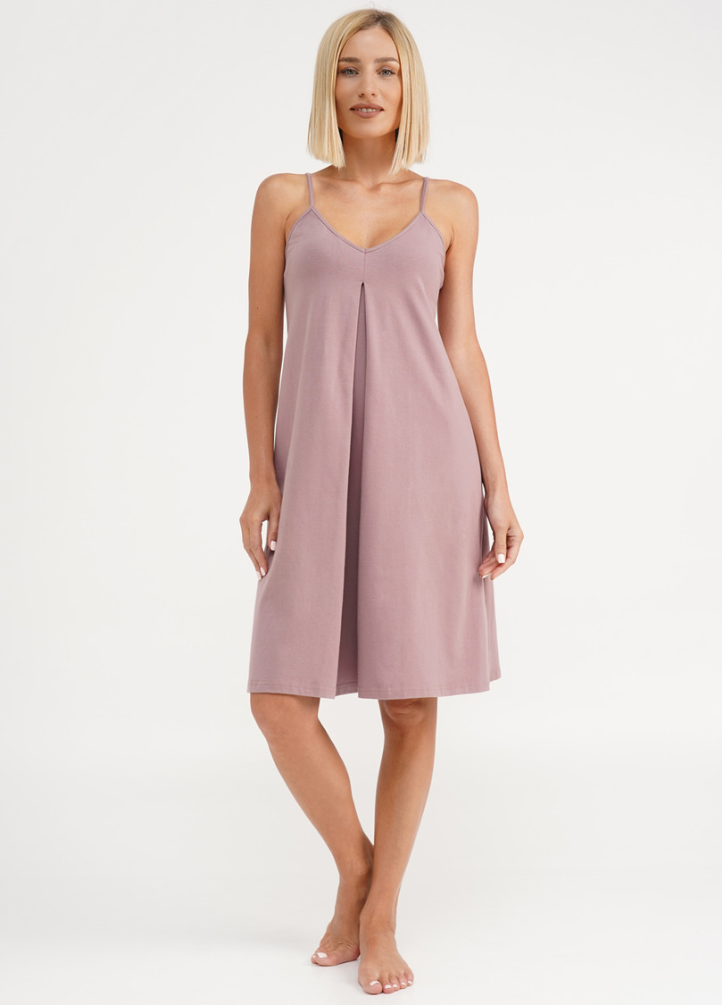 Бавовняна нічна сорочка на бретелях SEVILLA 8016/010 light powder (рожевий)