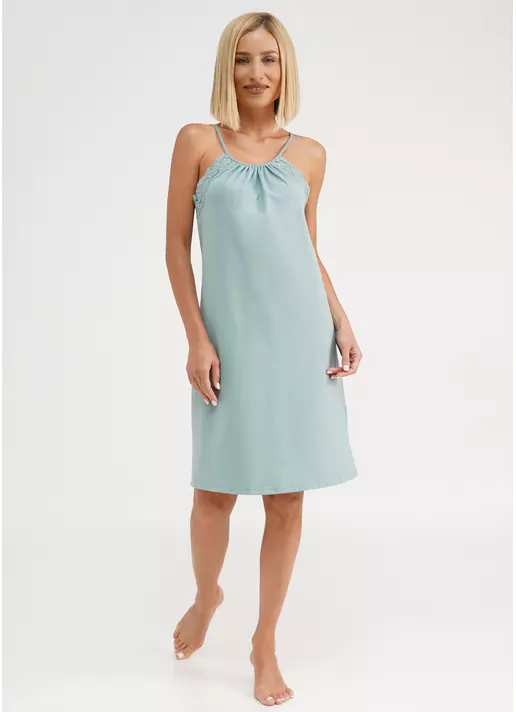 Бавовняна нічна сорочка з мереживом SEVILLA 8017/011 mint (блакитний)